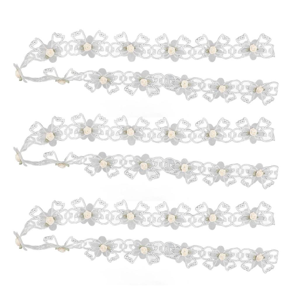 3 Roll Vintage Floral Lace Ribbon White Bow Flower Sewing Trim Material Dress Embellishment