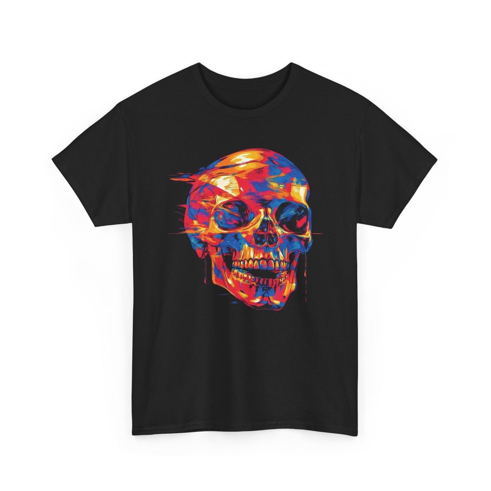 Skull Glitch Streetwear T Shirt Gothic Graphic Psychedelic Art Colorful Skeleton S разноцветный