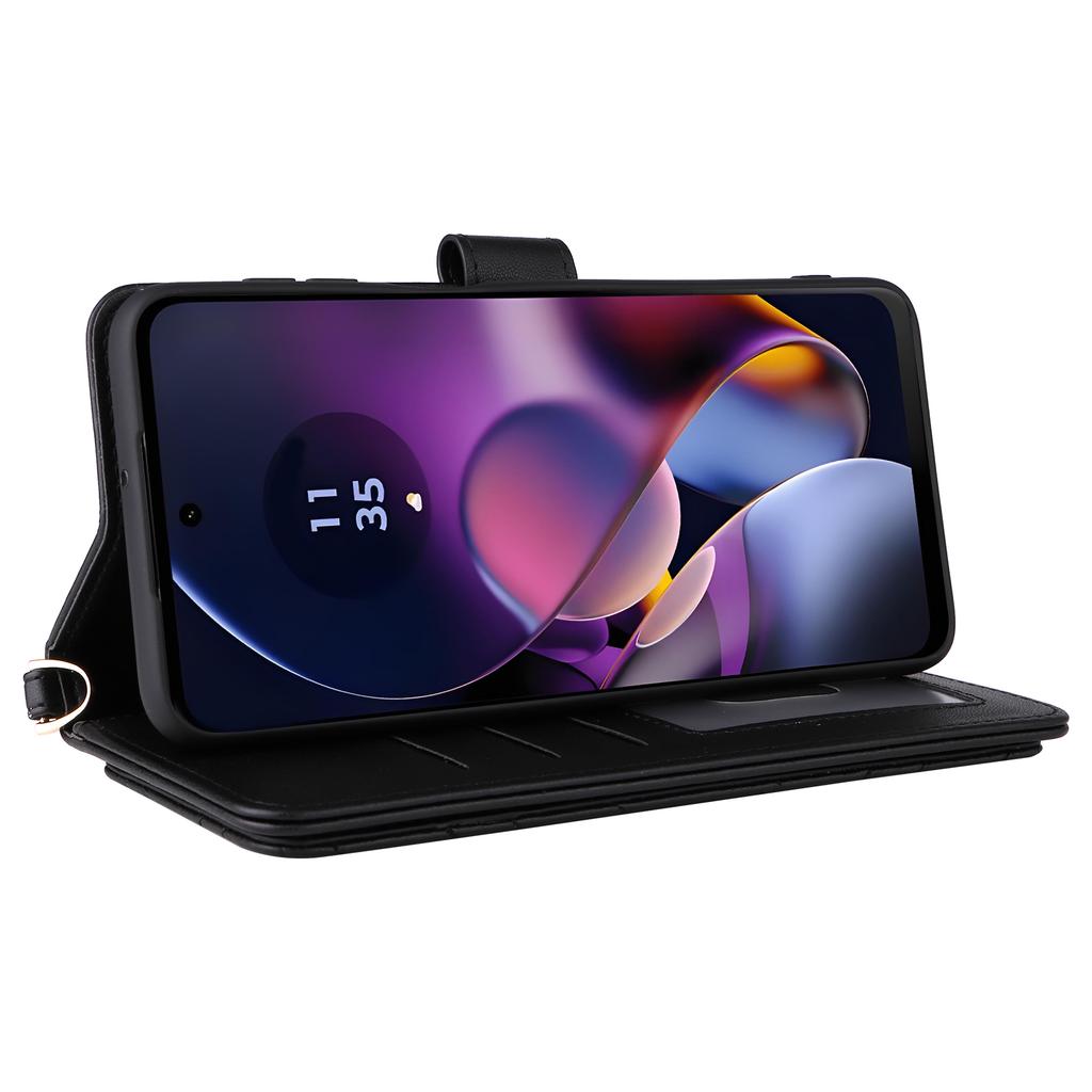 Wallet Phone Case for Motorola Moto G64y 5G/G64 5G/G54 Power 5G/G54 5G Leather Cover with Shoulder/Wrist Strap