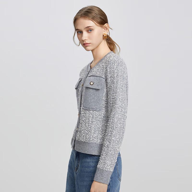 Shetu Women's Casual Round Neck Knit Cardigan