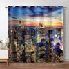 New York City Vorhang für Wohnzimmer, luxuriöse Wolkenkratzer, Fenstervorhänge, Brücke und Türme, Blick auf den Sonnenuntergang, Verdunkelungsfenstervorhänge
