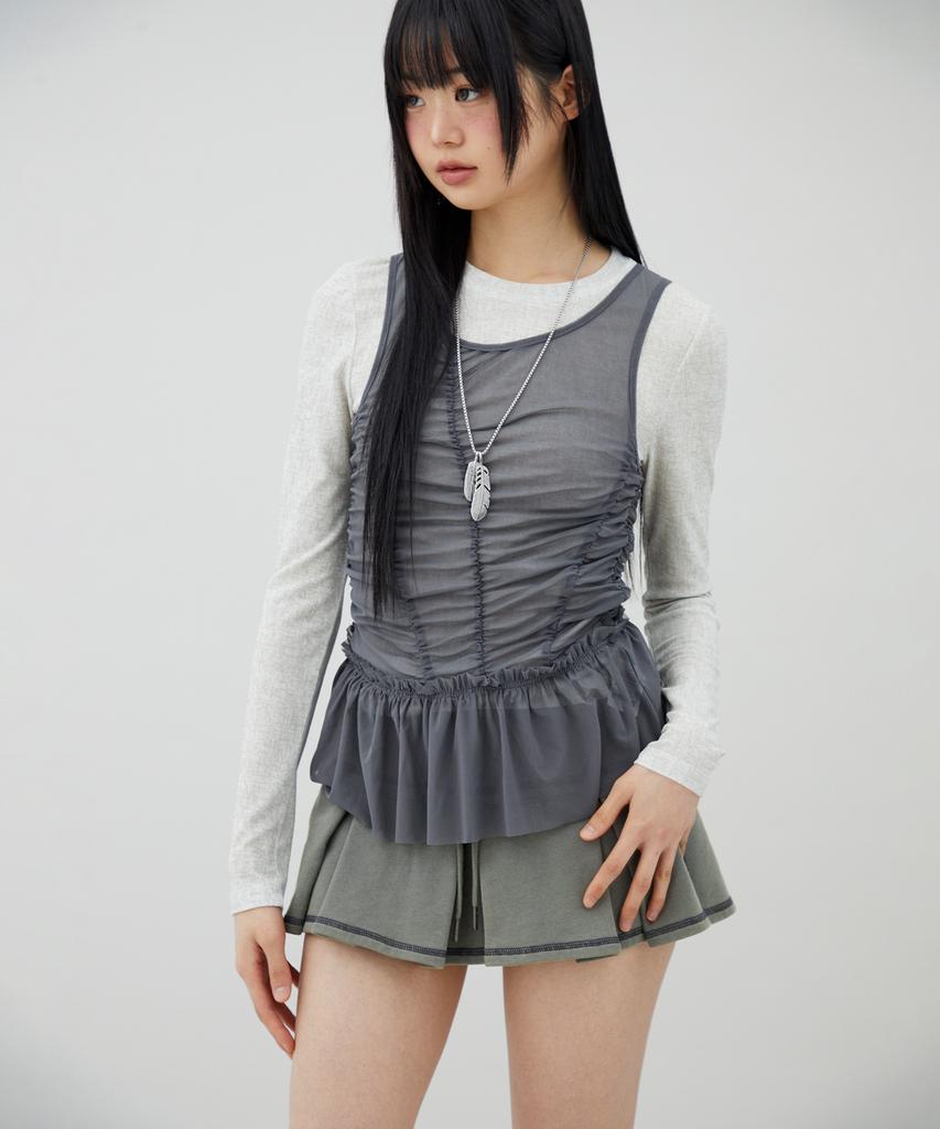 LALAFOX Pleated Sweat Skirt Charcoal Br2Cs001