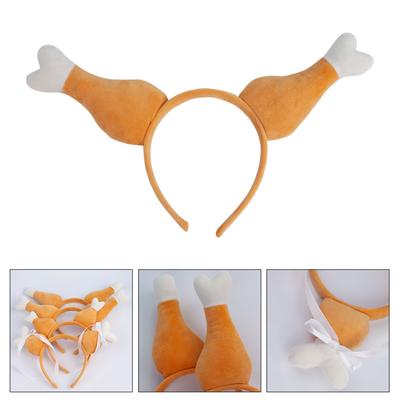 Spoof Turkey Leg Hairhoop Plush Chicken Leg Headband Cosplay Costume Festive Party Headdress Adult Kids Funny Headpieces