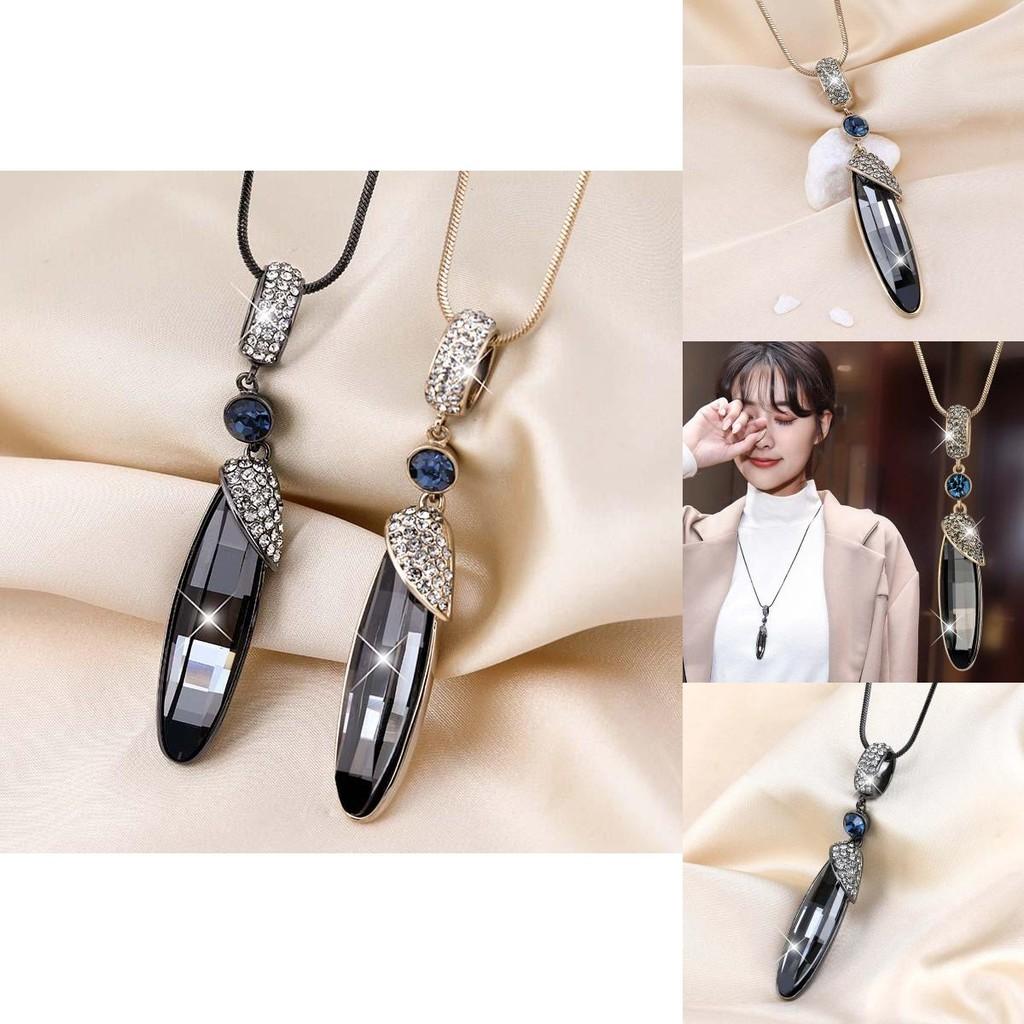Fashionable Alloy Water Droplet Necklace For Women Available In Black And Gold