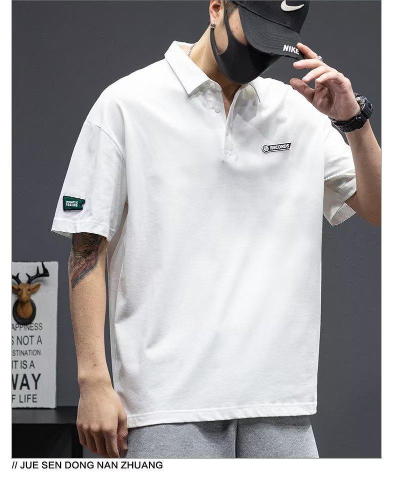 

Мужская летняя белая рубашка-поло с коротким рукавом Ice Silk - American Design Trend, свободный крой L белый