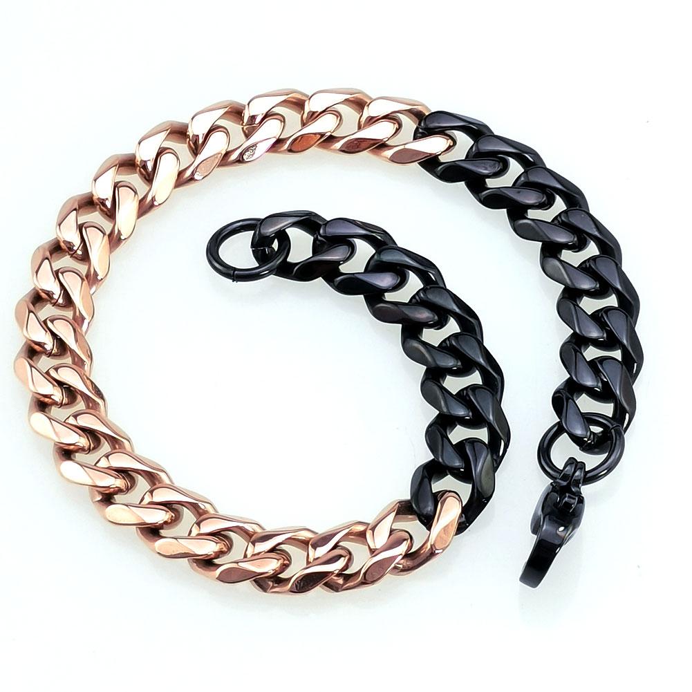 

New 316L stainless steel black and rose dual Hip hop bracelet anklet Two colors 5mm 27cm