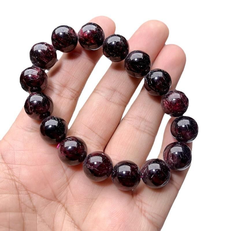 Natural Garnet Bracelet 14mm Round Beads Wine Red Gemstone Jewelry Women Men Ethnic Style Handmade