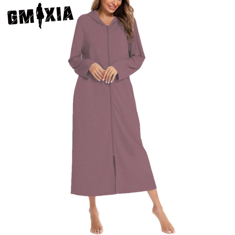 

GMXIA Кардиган на молнии Весенние, осенние и зимние пижамы Домашние женские ночные сорочки XXL фуксия