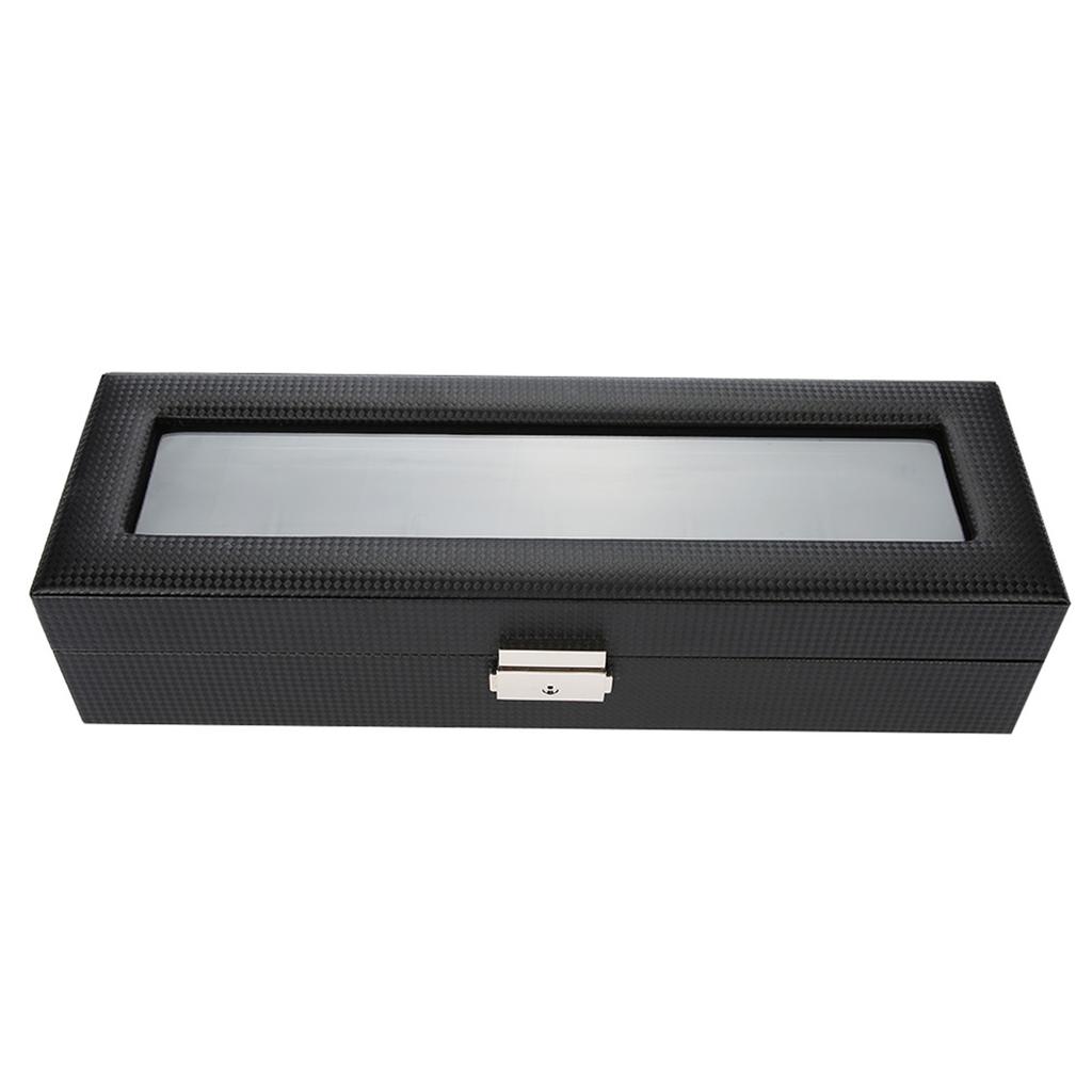 Watch Gift Box, 6 Grid PU Carbon   Lther Watch Case Watch Box