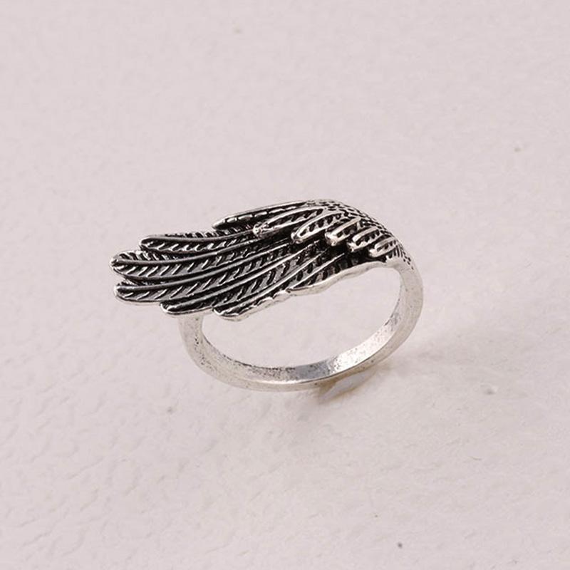 Retro Angel Wings Ring For Men Women Silver Color Punk Gothic Open Ring Handmade Designer  Unisex Accessories Lovers Gift