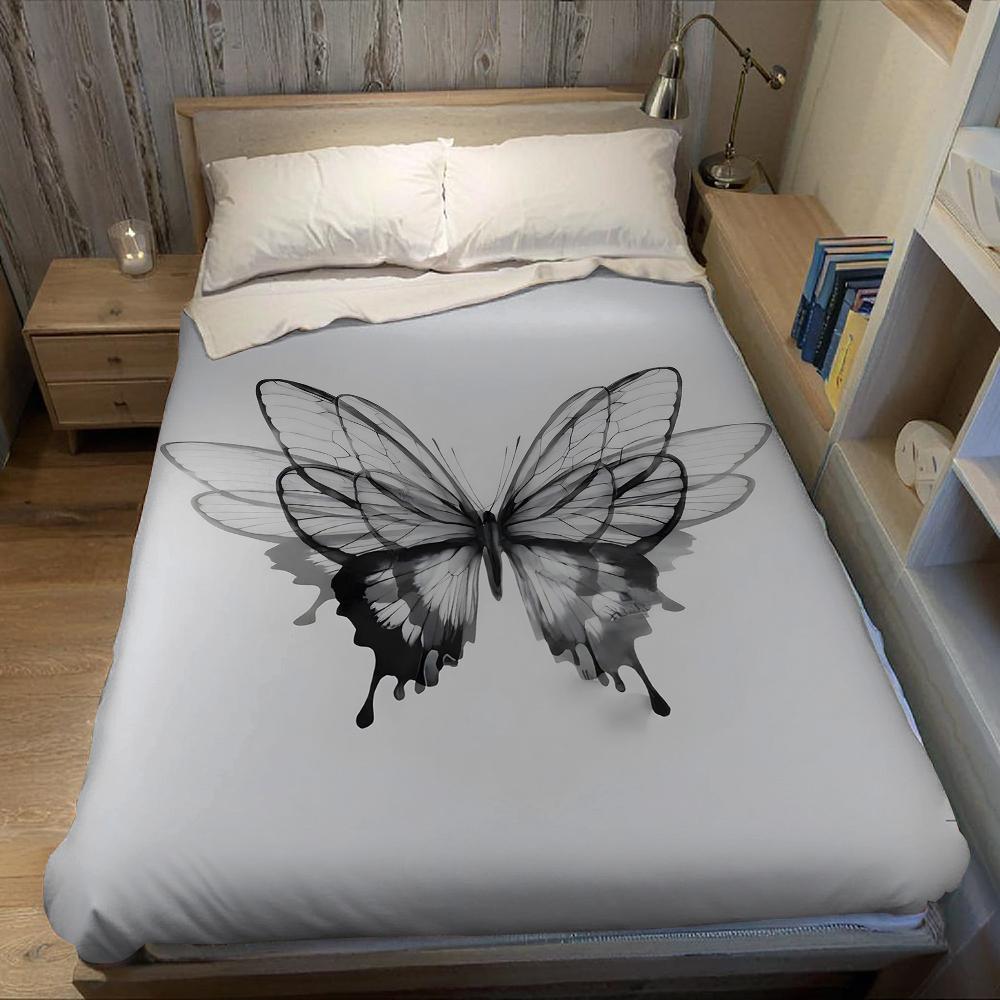 Ink Butterfly Drift Flannel Blanket Warm Soft Halloween Christmas Couch Warm Cozy Decorative Decor Gift for All Season