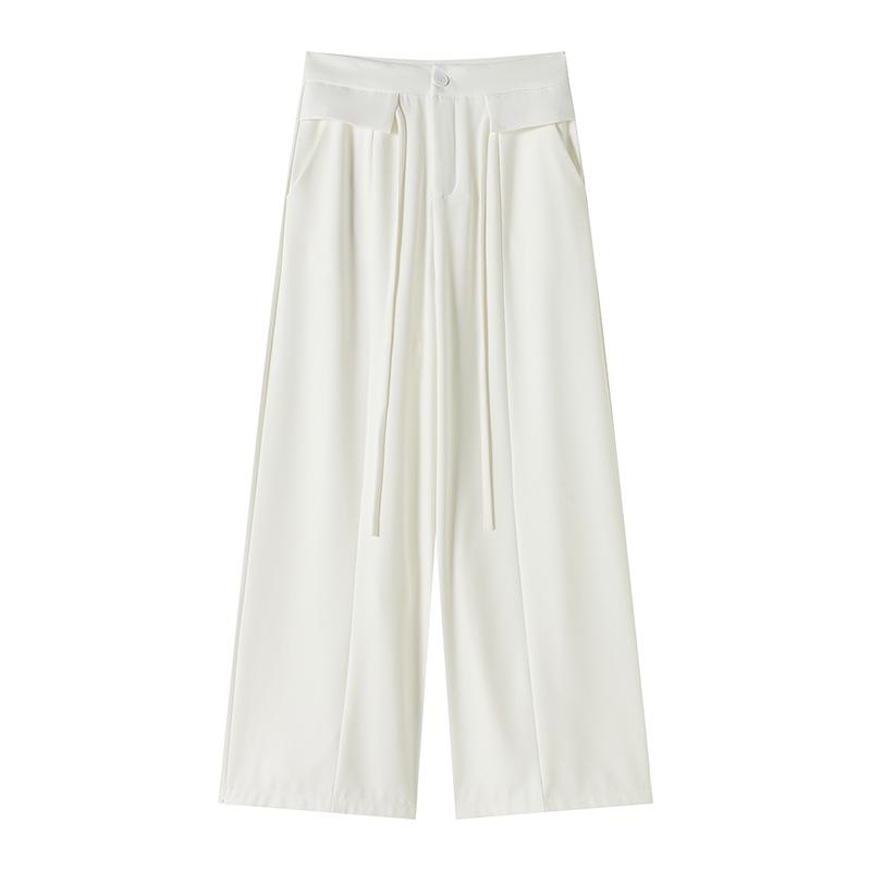Designer Women's Wide-Leg High-Waist Pants - 2026 Spring Collection, Slimming Loose Straight Fit, Floor-Length Casual Drape Style