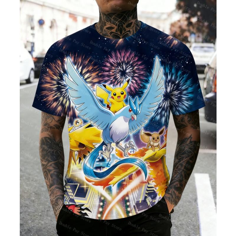 2026 New Anime Chilren s T-shirts Kids 3D T-shirts Boy s Clothing Pokemon Men s Shirts Short-sleeved Travel Parent Clothing XXS