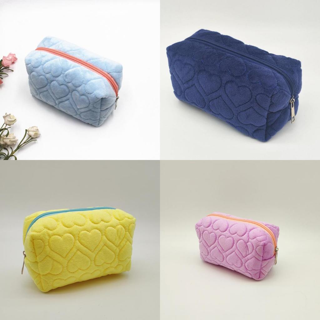 Heart Shape Plush Makeup Bag With Large Capacity For Students And Travel Storage