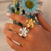 Exquisite Stainless Steel Big Flower Rings For Women 18K Gold Plated Finger Rings Female Fashion Aesthetic Zircon Gift For Her