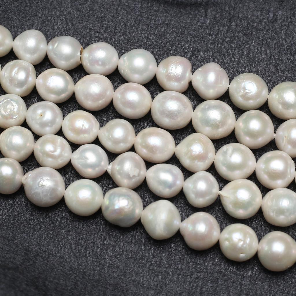 1String, White Natural Freshwater Pearls, Edison Round Pearl Beads for Jewelry Making DIY Necklaces, Bracelets Crafts (Beads 11-12mm, Length 36cm)