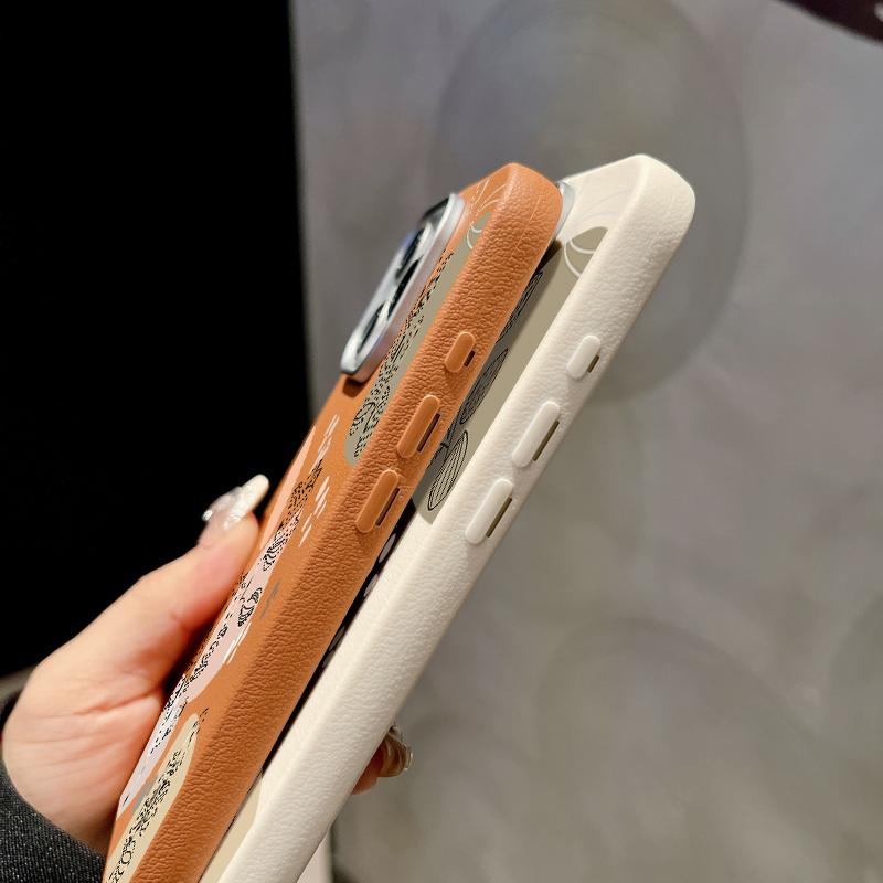 For Magsafe Magnetic Matte Line Flower Print Phone Case for iPhone 16 15 Pro 14 Plus 13 12 Pro Max 11 Shockproof Soft Tpu Slim Leather Texture Cover