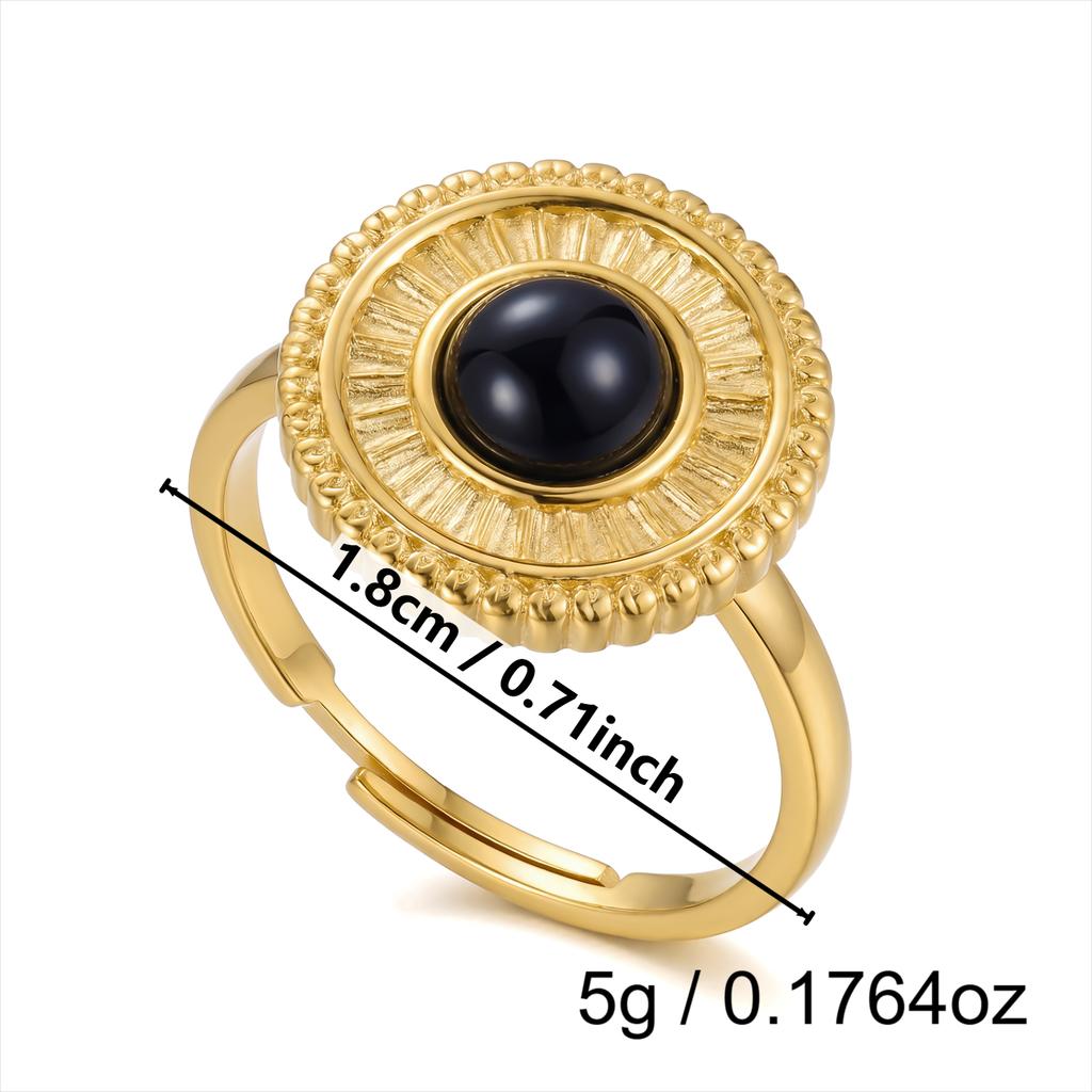 Stainless Steel Exaggerated Geometric Ring for Women Metal Texture Sun Flower Finger Ring Waterproof Antioxidant Jewelry Gifts