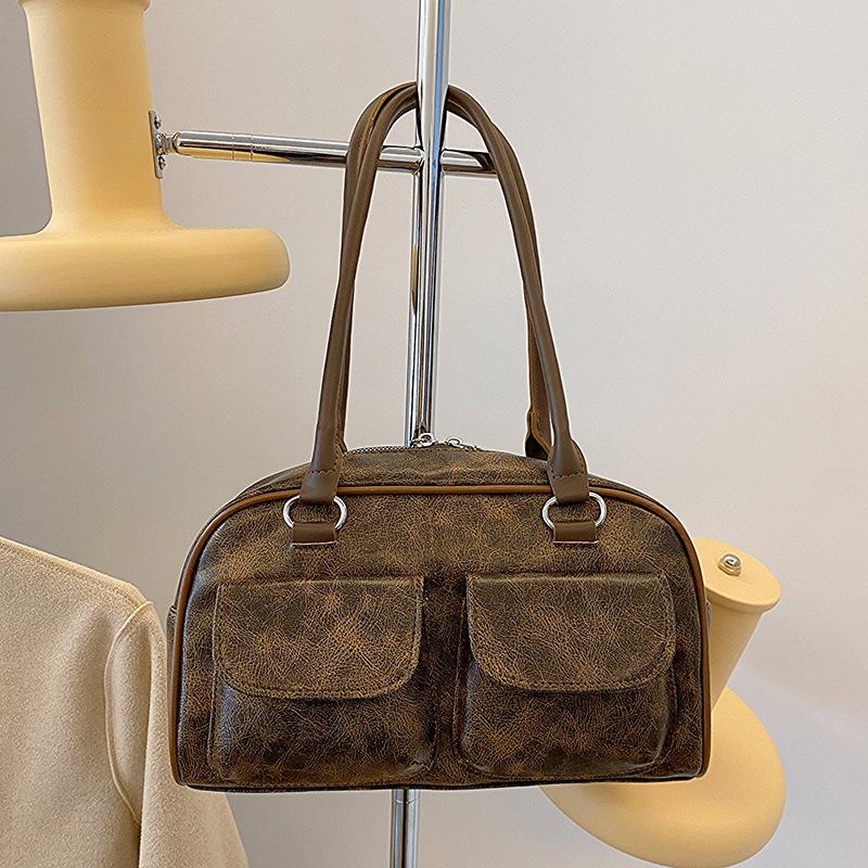 Bag Women'S Retro Handbag Large Capacity Storage Bag Versatile Women'S Bag Double Pocket Underarm Bag Tide