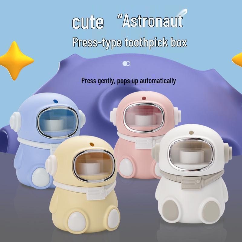 Astronaut Cartoon Toothpick Dispenser - Automatic Pop-up Holder & Home Ornament