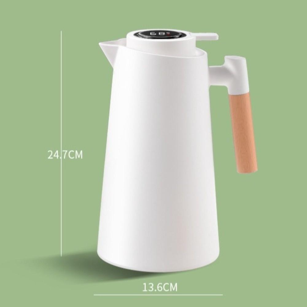 New Temperature Display Vacuum Thermal Flask 1 L Wooden Handle Insulation Kettle Large Capacity with Lid Tea Pot