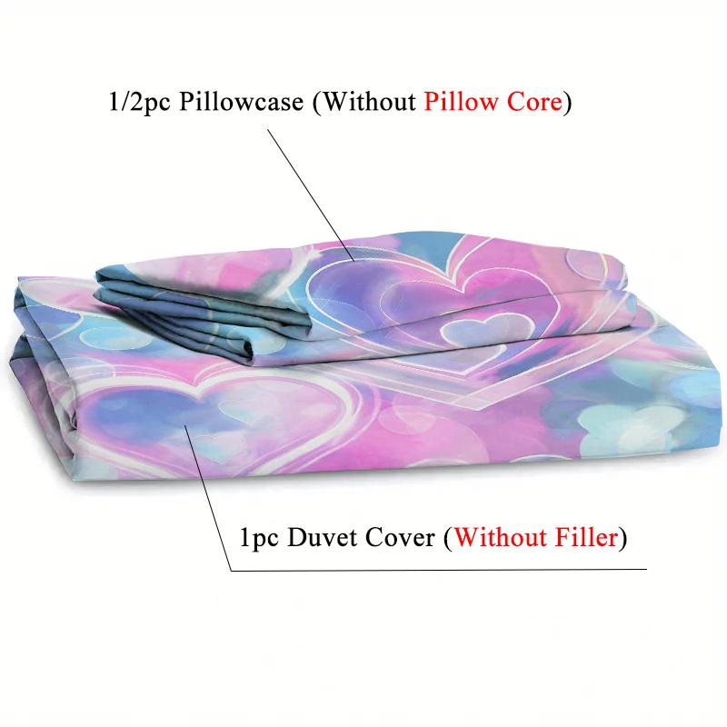 Heart Shaped Pattern 3D Printed Bedding Set, Home Textile Dreamy Style Duvet Cover, Soft And Comfortable Luxurious Duvet Cover