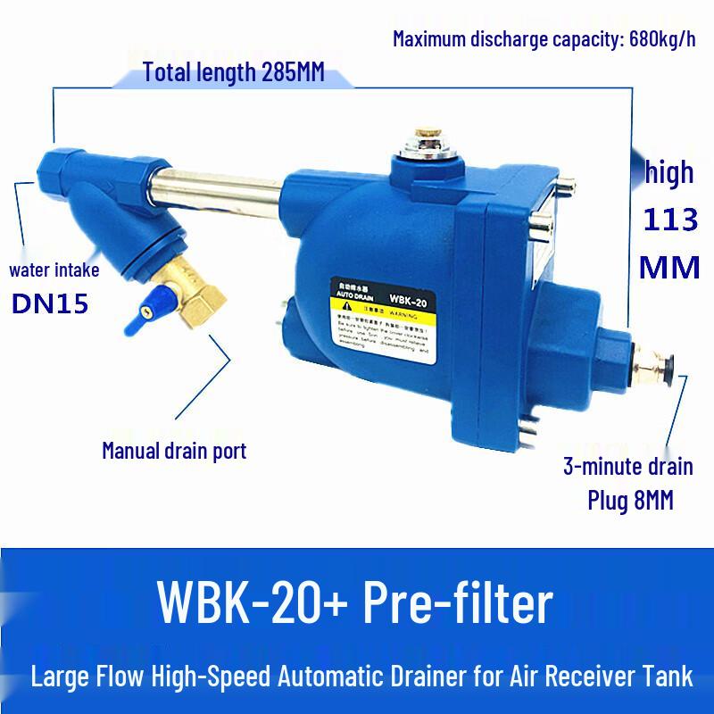 Jundingying WBK-20 Pneumatischer Automatischer Luftkompressor-Kondensatabscheider mit Vorfilter