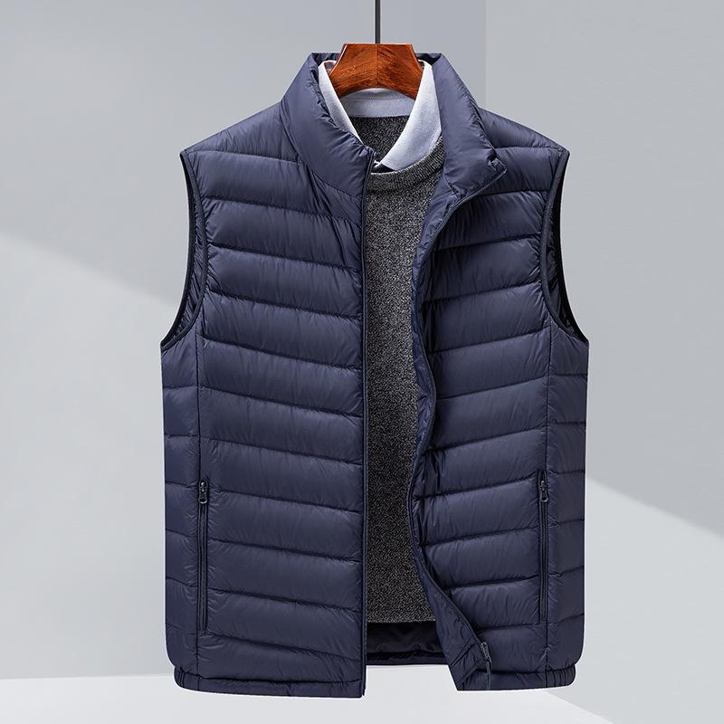 

Men s Lightweight Sleeveless Down Jacket - Short Autumn/Winter Stand Collar White Duck Down Vest 3XL