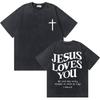 Washed Christian Religious Jesus Forgive Them Father Tshirt Men Women Fashion Oversized Short Sleeve Summer Male Vintage Tees