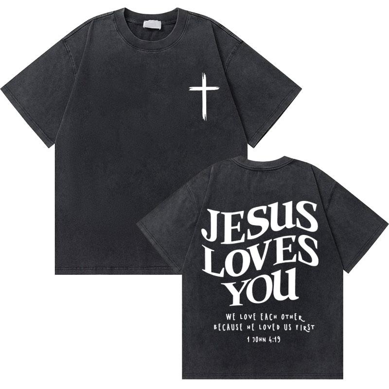 Washed Christian Religious Jesus Forgive Them Father Tshirt Men Women Fashion Oversized Short Sleeve Summer Male Vintage Tees
