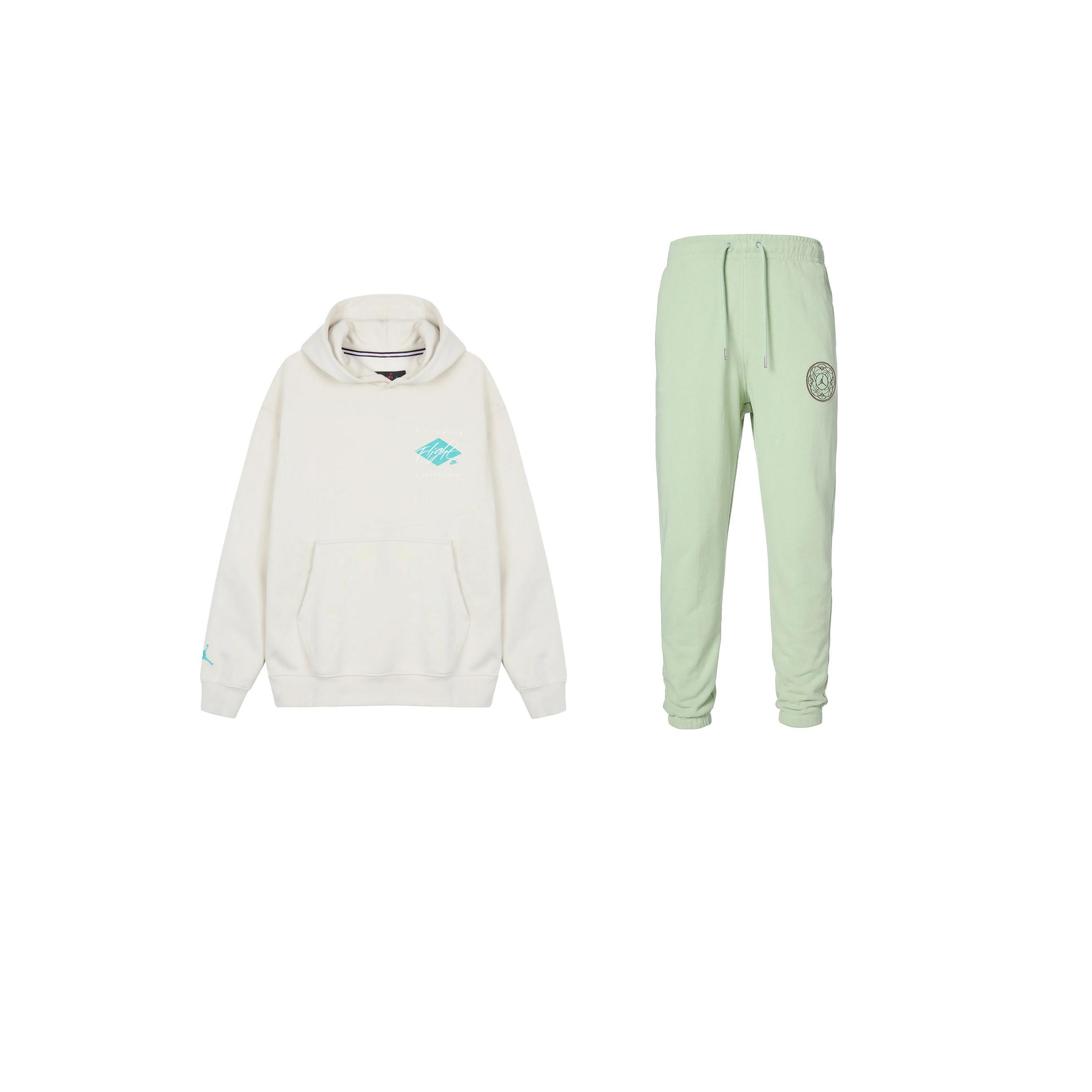 

Jordan Флисовый свободный свитер с капюшоном, длинный рукав, средняя талия, завязка на талии, спортивные штаны, комплект для мужчин, спортивные штаны DH9020-104+FB1454-343 XL