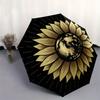 Gold Sonnenblume - Einzigartiges Blumendesign für Handys, Laptops oder Autos!Regenschirm, Tragbarer 3-fach Regenschirm für Damen & Herren, Weihnachtsgeschenk ES87