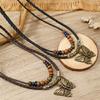 Bohemian Butterfly Pendant Choker Multilayer Pull String Handwoven Necklace Adjustable Length Clavicle Chain Jewelry