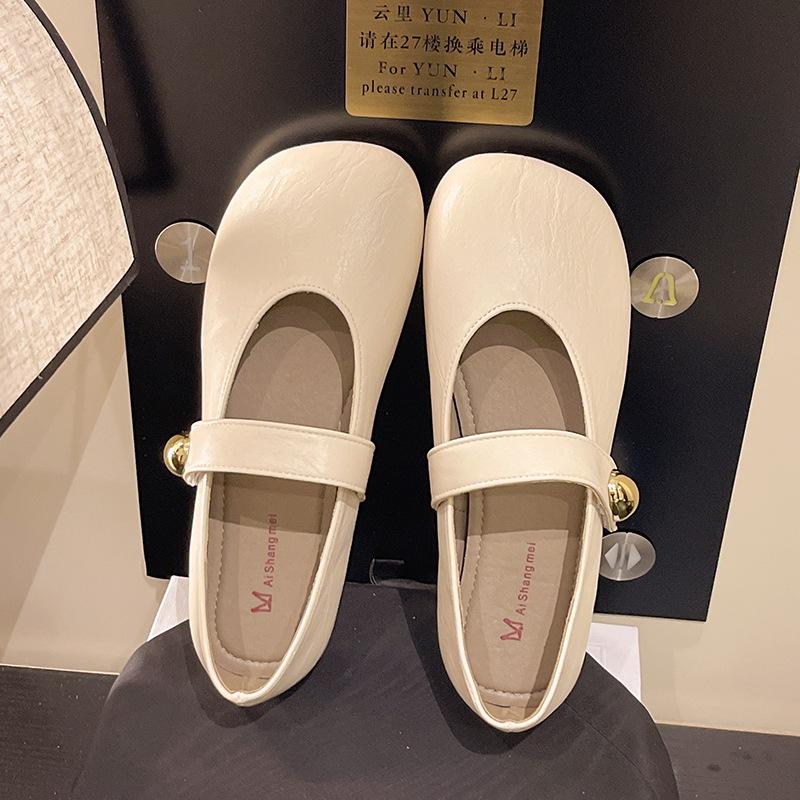 Flat Single Shoes Women's New Spring and Summer Mary Jane Shoes Gentle Wind Evening Shoes Small Leather Shoes Doudou Shoes