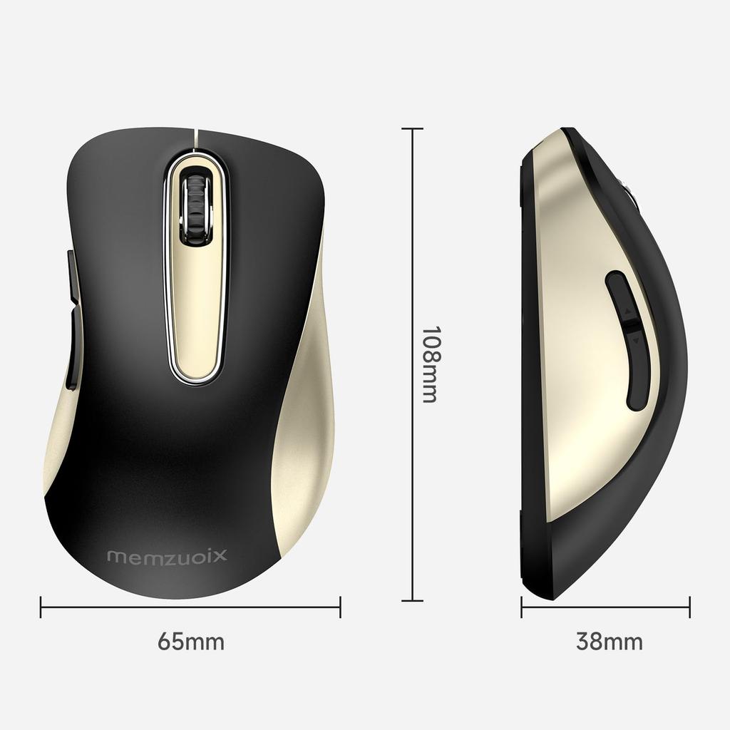 QAF Wireless Ergonomic Comfortable for 1400 DPI Optical Plug and USB Receiver 5 Compatible with Available in Black Gold 2.4GHz Mouse, Design,