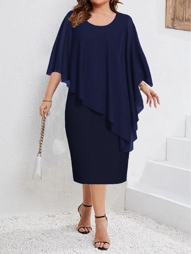 2025 Spring/Summer Women's Solid Sleeveless Chiffon Shawl Wrap Dress
