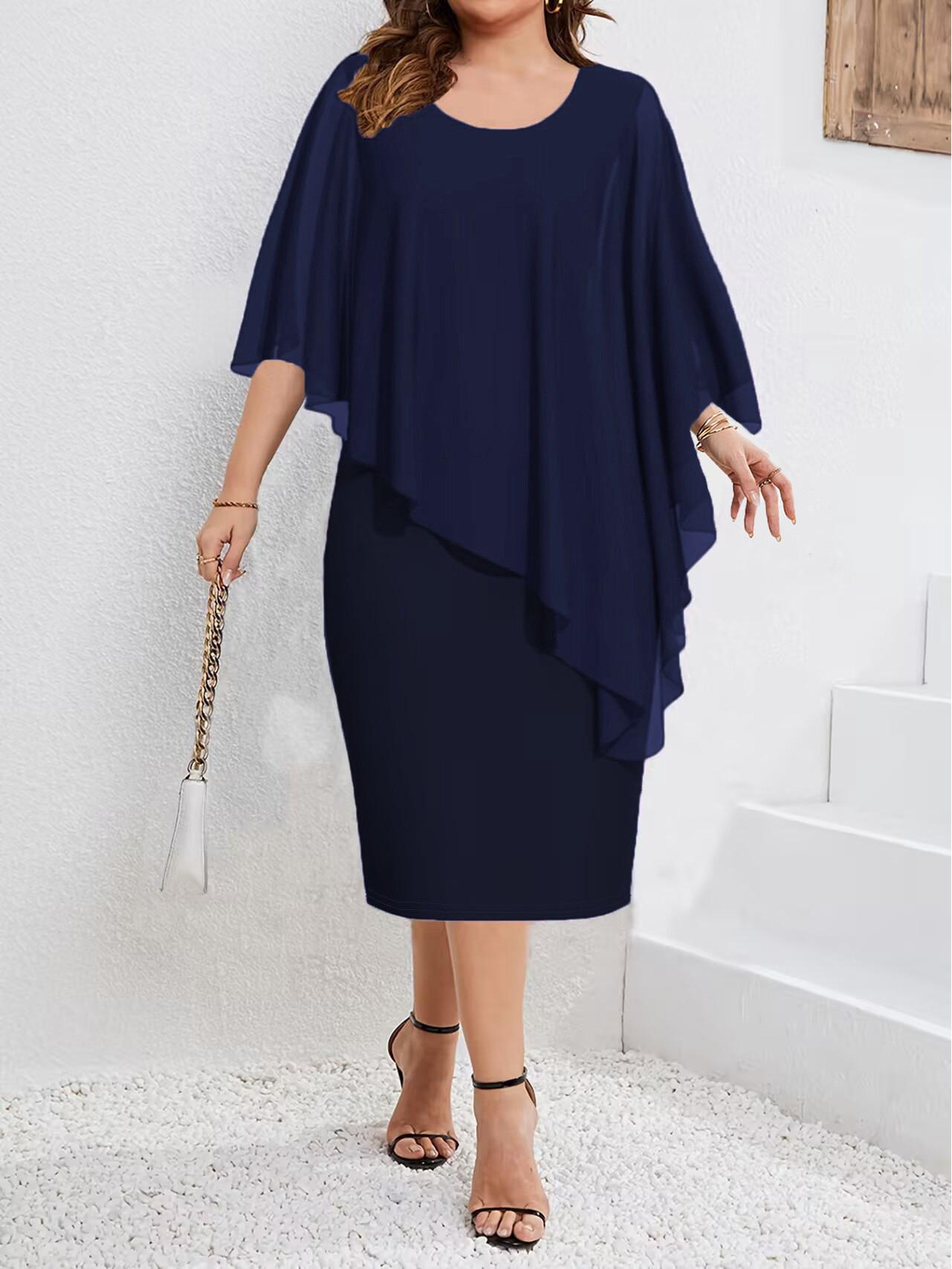 

2025 Spring/Summer Women s Solid Sleeveless Chiffon Shawl Wrap Dress S синій