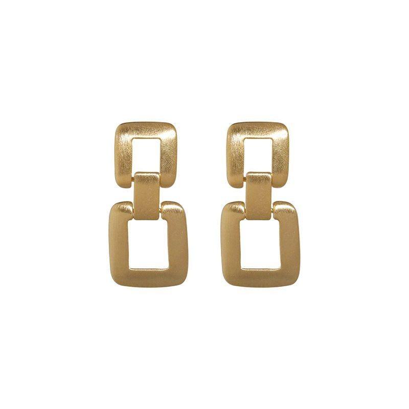 European And American Square Fashion Simple Minority Design Sense Of Individuality Retro Ins Style Versatile Metal Earrings