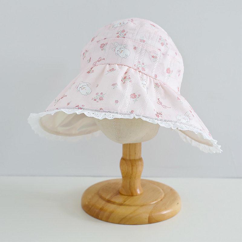 Girls' Summer Sunshade Hat - Lace Princess Style, Large Brim, Breathable & Lightweight