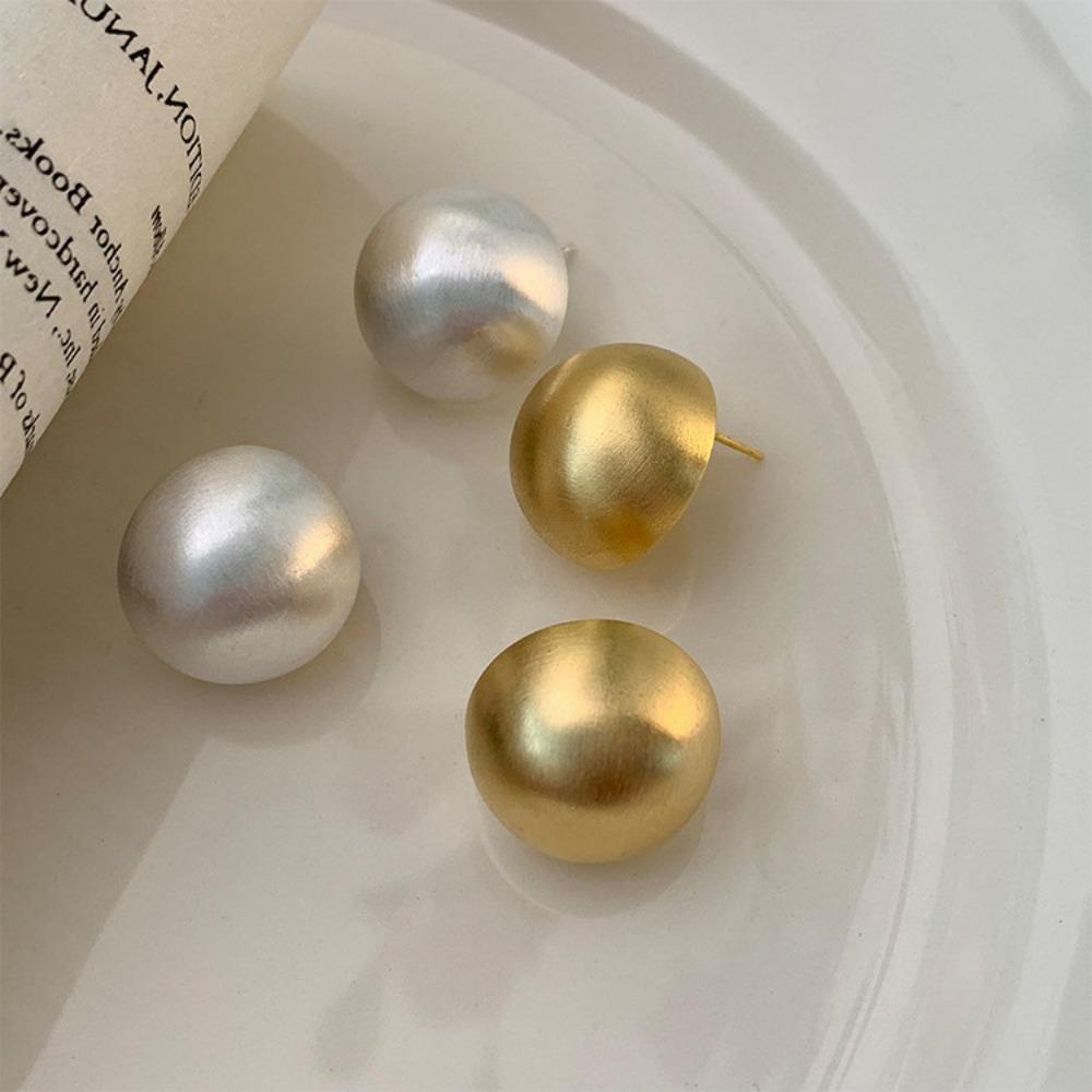 Favorite Toy Women's Gold Vintage Exaggerated Personality Round Matte Stud Earrings For Temperament Enfashion Korea Earring Zircon Accessory Gift