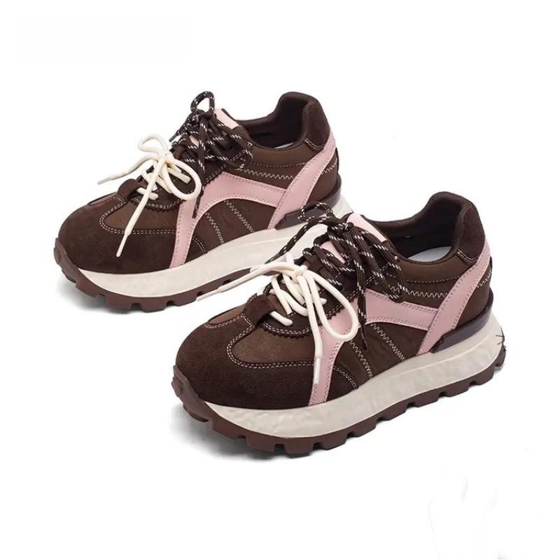 Round head color matching women's autumn new soft-soled lightweight trend versatile sports and leisure shoes