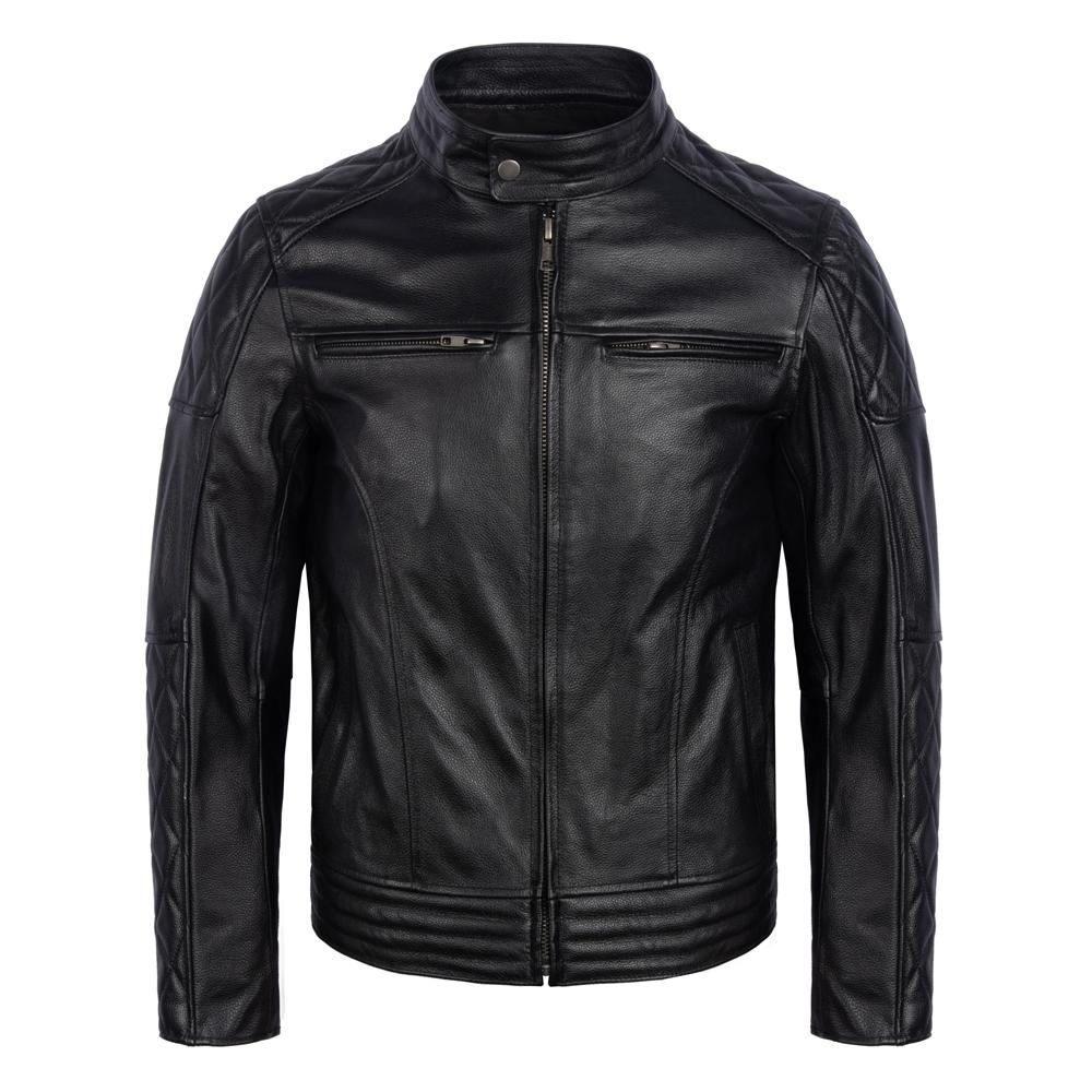 Black Motorcycle Jackets Genuine Cowhide Leather Coats Men Leather Jacket Riding Biker Jackets For Men Clothing Winter