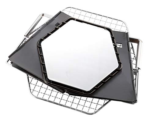 Captain Stag UG-70 BBQ-Ofen, Feuerstelle und Dutch Oven, 3-in-1 Hexa Edelstahl Feuergrill mit Tasche, Mittlere Größe, CS Black Label