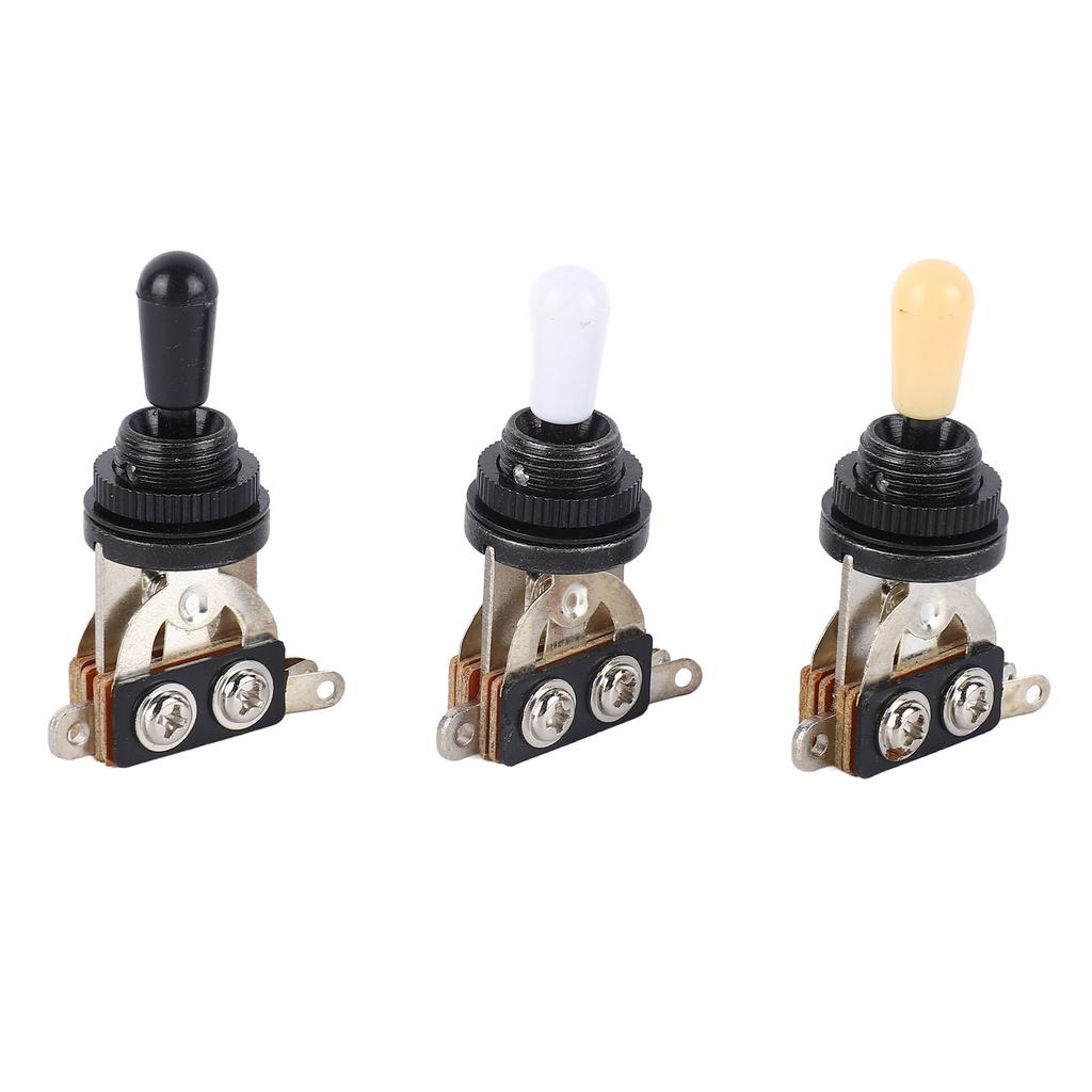 3pcs 3 Way Guitar Toggle Switches Short Straight Switch with Black White Cream Tips for Electric Guitar Black