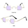 Candy Color Small Square Sunglasses Metal Frame Hip Hop Shades Punk Sun Glasses  for Women & Men