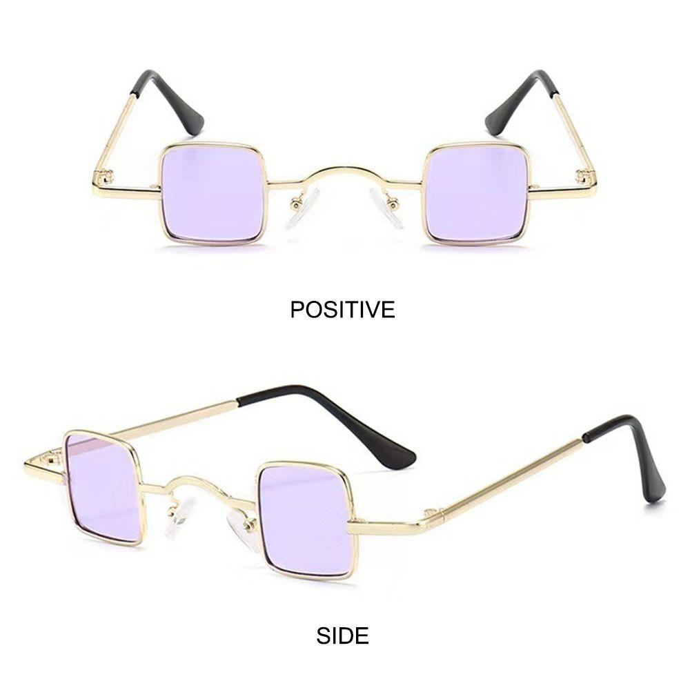 Candy Color Small Square Sunglasses Metal Frame Hip Hop Shades Punk Sun Glasses  for Women & Men