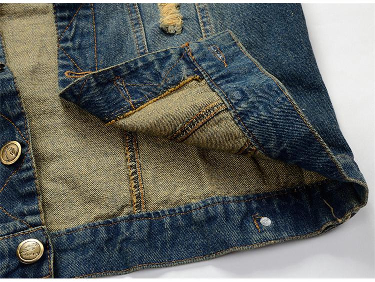 Vestă de motocicletă din denim ruptă, coreeană, slim fit, pentru bărbați - vestă la modă de mărime mare