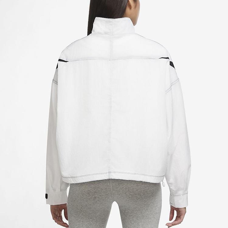 Nike Rpl Swsh Wvn Gx Jacket With Symmetrical Swoosh, Stand-Up Collar, Spring Season Women Jackets White DD5585-100