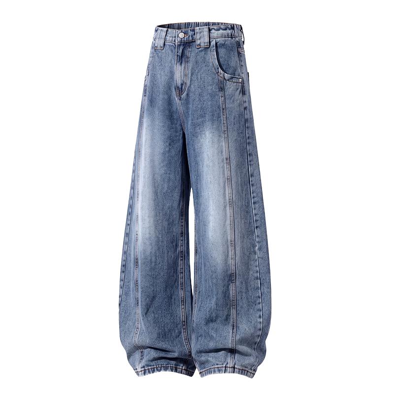 Neuankunft High Street Locker Gebogene Kante Jeans Herren Herbst Amerikanischer Stil Mode Klassisch Einfarbig Denim Hose Übergröße 8XL Jeans