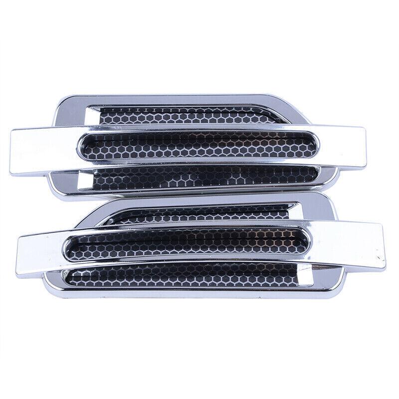 2pcs Car Bonnet Air Intake Flow Side Fender Vent Hood Scoop Cover Decor Chrome